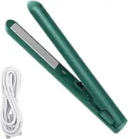 2 in 1 Dual-Purpose Hair Curler, Mini Hair Straightener, Travel Curling Iron,Portable Mini USB Hair Curler Green