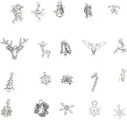 [VILLFUL] Create Your Own Jewelry 50pcs Christmas Ornaments Diy Pendant Charms Vintage Silver Alloy for Necklace Bracelet Dangle