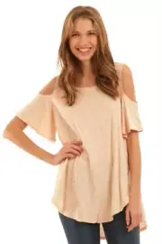Lovein Cold Shoulder Tunic Top Peach Small