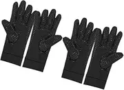 [Generic] 2 Pair Copper Full Finger Compression Gloves for Men Non Slip Elastic Winter Gloves for Cycling Outdoor Sports Fitness Enhanced Grip and Warmth