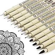 Micro Fineliner Drawing Art Pens: 12 Black Fine Line Waterproof Ink Set Artist Supplies Archival Inking Markers Liner Professional Sketch Outline Anime Sketching Watercolor Zentangle