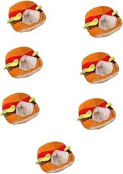 DEARMAMY Hamburger Hat Funny Plush Hat Party Supply Funny Food Hat Captain Hot Dog Food Costume Hat for Fan Stuffed Pig Plush Carnival Headdress Day Party Supplies Cosplay Hat