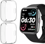ID208 Plus Smart Watch Case,Lamshaw Soft All Around TPU Case with Screen Protector Compatible for Quican/ENOMIR/Tensky/Fitpolo/Aeac/WMK/Konitee/VRPEFIT ID208 Plus Smart Watch-1.8" (Clear+Clear)