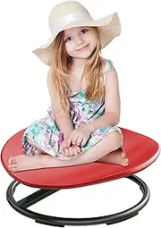 Spinning Chair for Autistic Kids, Autism Sensory Spinning Chair, Kids Sensory Swivel Chair, Toddler Spinning Seat Training Body Coordination and Balance, Upgraded Rounded Shape (Red)