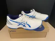 New! Mens Asics Solution Swift FF White/Electric Blue Tennis Shoes. Size 12.