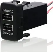 QC3.0 Dual USB Power Socket, Quick Charge Car Charger USB Adapter for Smart Phone PDA iPad iPhone Android GPS Suitable for Toyota (Type B)