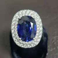 在飛比找Yahoo!奇摩拍賣優惠-18k 藍寶石 藍剛玉 鑽石 戒指 豪華台