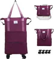 Travel Bag With Wheels,Expandable And Foldable Luggage Bag, Detachable Roller