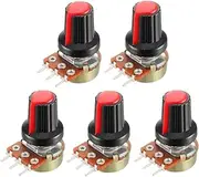 uxcell® 5Pcs 10K Ohm Variable Resistors Single Turn Rotary Carbon Film Taper Potentiometer with Knobs