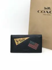 NWT Coach F24650 Universal Phone Case New York USA Flag Mixed Patches Black $175