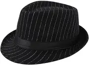 [Bamboopack] Men Classic Manhattan Structured Gangster Trilby Fedora Hat Derby Hat Jazz Cap Black, Black, 6 7/8-7 1/8