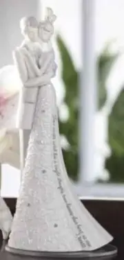 Roman Language of Love "Forever" 6.2" Bride & Groom Cake Topper Wedding w Verse
