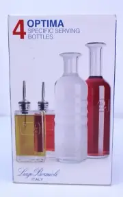 NEW Luigi Bormioli Optima Glassware Italy 4 Pc Set Clear Specific Serving Bottle