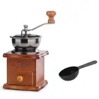 Manual Coffee Grinder with Spoon Vintage Wooden Coffee Bean Grinder for6245