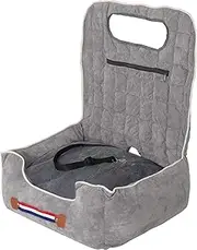 BingoPaw Small Dog Car Seat: Waterproof Pet Puppy Car Seat Booster Carrier with Seat Belt and Storage Pockets Travel Car Bed for Little Dogs, Grey