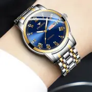 Mens Date Stainless Steel Analog Quartz Watch Wrist Watch Luminous Watches New