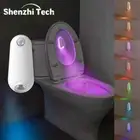 Usb Motion Sensors Led Night Lights Toilet Lamp 8 Colors Rechargeable Home New