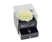 Valentine'S Day Gift Box-Forever Flower Jewelry Box-Rose Gift Box,White