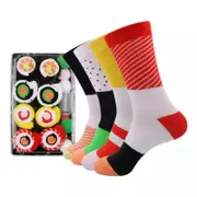 ANYSOX 4 Pairs Multi-color Size 5-11 Fashion Socks With Sushi Happy Harajuku Skate Cotton Comfortable To Wear Perfect Christmas Gift
