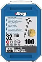 Kreg Zinc Pocket-Hole Screws - Coarse Thread, 32 mm, Maxi Loc Head, Square Drive