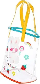 [BESTYASH] Cartoon Handbag Wicker Purse Girl Tote Bag Travel Cosmetic Bag Basket Purse Cooler Pool Clear Bags Beach Clear Back for Sand Collector Reusable Snack Bags Pouches Pvc