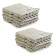 8pc Onkaparinga Flinders Bathroom Face Washers Set 30x30cm Cotton 600GSM Linen