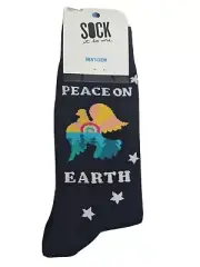 Sock It To Me MENS Crew Socks Novelty "Peace on Earth" NEW FREE POSTAGE