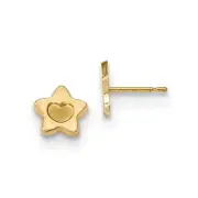 14k 14kt Yellow Gold Madi K Satin and Polished Heart in Star Post Earrings