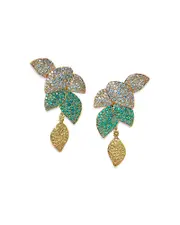 Nadri Starlet Crystal Leaf Linear Earrings