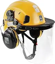 GREEN DEVIL Chainsaw Protective Helmet, Forestry Safety Helmet with Hearing Protection, Ear Muffs and Face Protection, Visor 3-in-1 Helmet Set, Impact-Resistant, Comfortable Ventilation, Work Helmet