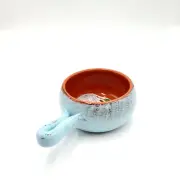 De Silva Italy Terracotta Handled Soup Bowl Rustic Sky NEW