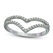 0.25 CT. T.W. Natural Diamond Double Chevron Split Shank Anniversary Band in Solid 10K White Gold