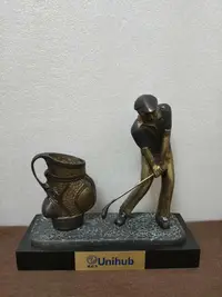 在飛比找Yahoo!奇摩拍賣優惠-西洋中古回流歐美銅器高爾夫人物球桿銅雕雕塑擺件 最高19厘米