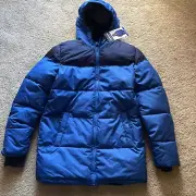 NEW LANDS' END Boys Fleece Winter Jacket Size L Large 14 16 ~ Blue Puffer Parka