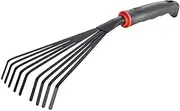 Garden Rake, Metal 9 Tines Hand Rake Garden Tool, Heavy Duty Dethatching Rake Tool for Spreading Mulch, Gardening, Loosening Soil