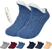 [FACECOI] FleeceSox - Fleece-Lined Non-Slip Thermal Slippers Socks, Fleece-Lined Non-Slip Thermal Slippers Socks (S,Light Blue)