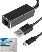 USB to Fire Stick Ethernet Adapter – 10/100Mbps Fast Wired Network Connection, Compatible with Chromecast/Google Home Mini/Raspberry Pi Zero, with 1 Meter USB Power Cable