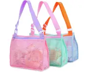 3 Pcs Beach Bag - Beach Toy Mesh Beach Bag Kids Shell Collecting Bag Beach Sand Toy Totes For Holding Shells Beach Toys Sand Toys