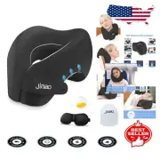 Adjustable Neck Support Pillow with Eye Masks - Ideal for Trains and Flights