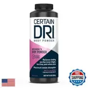 Certain Dri Body Powder for Women, Maximum Sweat Absorption, Moisture and Odo