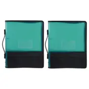 2x Marbig 2 O-Ring Zipper Binder w/Storage A4 File Document Organiser 25mm Green