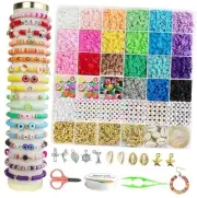 6200 Pcs Clay Beads Bracelet Making Kit, Flat Round Polymer Heishi 21 Colors