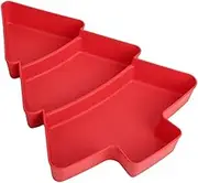KITANDOVE Candy Plate Christmas Tree Platter Fruit Trays Christmas Appetizer Plates Dry Serving Platter Organizer for Snack Serving Tray Charcuterie Holders Faux Nut Compartments Huge Pp Red