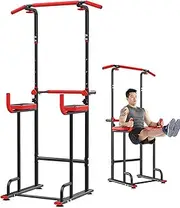 Heavy Duty Power Tower - Multi-Function Pull Up Bar Stand & Dip Station - Height Adjustable - Home Gym Training Equipment