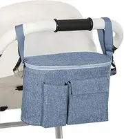 Pram Organiser, Pram Bag, Pram Organiser Bag, Waterproof, Universal Fit Organiser with Drink Holder for Pram (Blue)