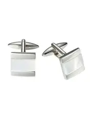 [Cudworth] Stainless Steel Mother Of Pearl Cufflinks in Silver