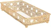 FRCOLOR Vintage Mirror Tray Elegant Decorative Tray for Jewelry Cosmetics and Items Compact Vanity Dresser Storage European Design for Home Decor