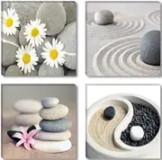 Visario Picture on Canvas by German Brand 4 x 30 x 30 cm 4 Parts Spa Stones 6607 Pictures Art Prints Wall Picture