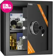 Fireproof Home Safe with Digital Keypad & Key Lock for Documents, Jewelry