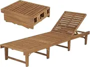 Sun Lounger, Outdoor Sun Lounge Patio Chaise Lounge Reclining Chair Recliner Chair Folding Sun Lounger Solid Acacia Wood